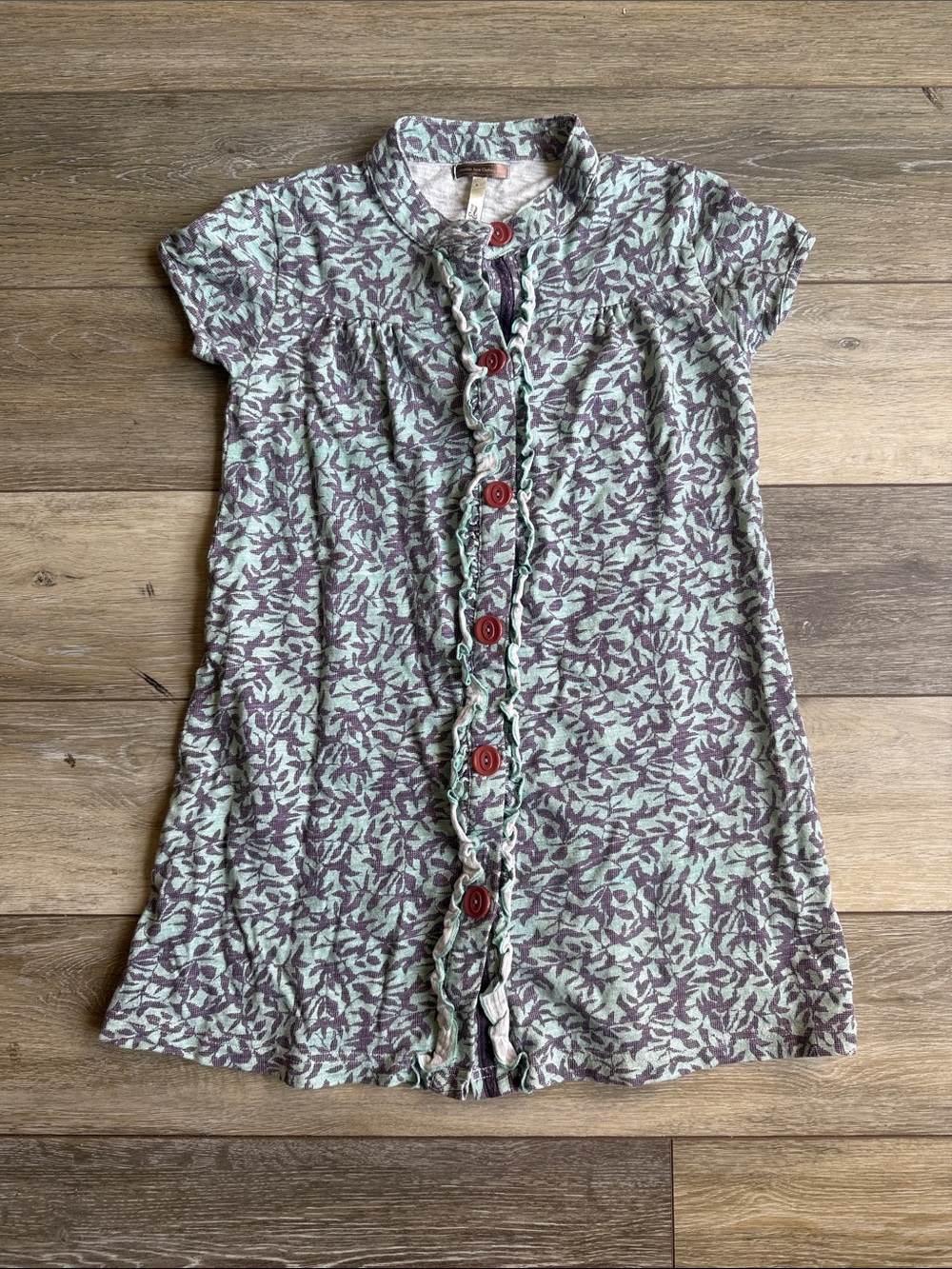 Matilda Jane Sage Green & Mauve Leaf Print Short Sleeve Dress